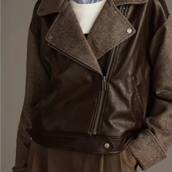 NWT By Anthropologie Twill Cocoon Moto Jacket Size XL - Picture 3 of 10